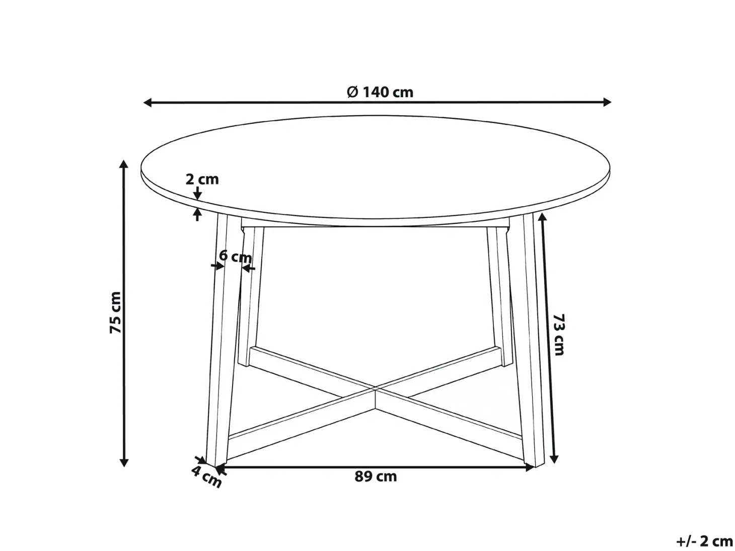 Spisebord WAIPORI Lys eg 140 cm 140 cm