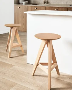 Sæt af 2 barstole AROMA Træ Lysebrun