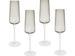 Sæt af 4 champagnefløjter QUARTZ 230 ml Grå