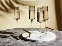 Sæt af 4 champagnefløjter QUARTZ 230 ml Grå