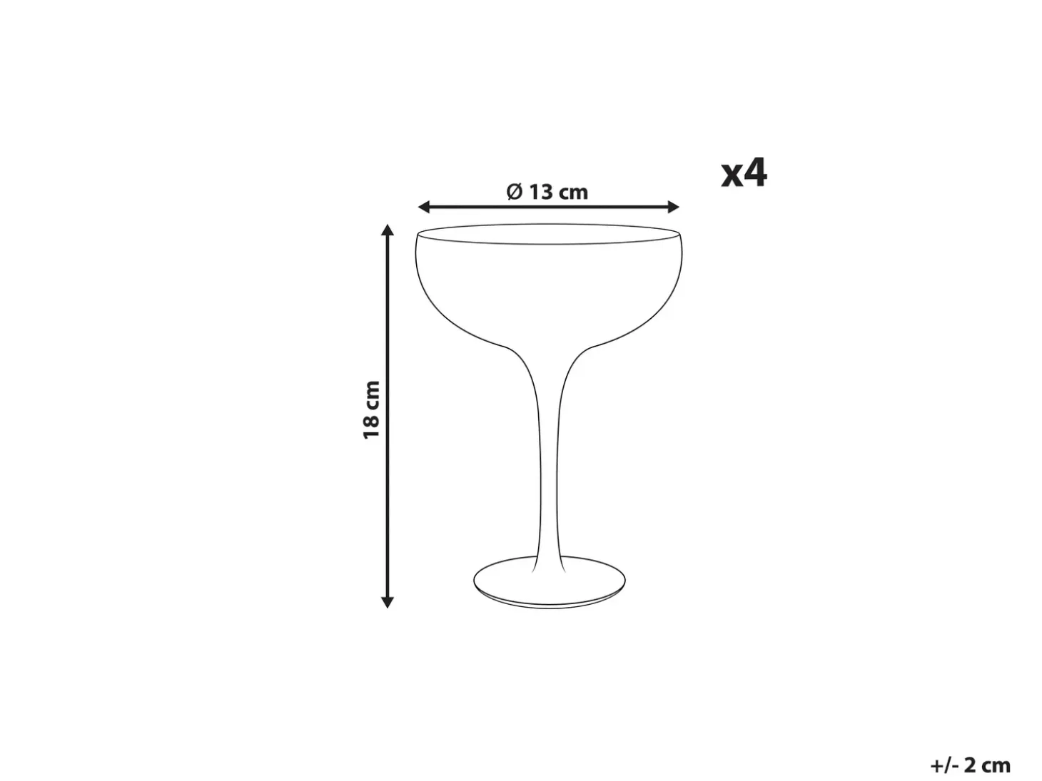 Sæt af 4 champagne-underkopper TOPAZ 450 ml Transparent