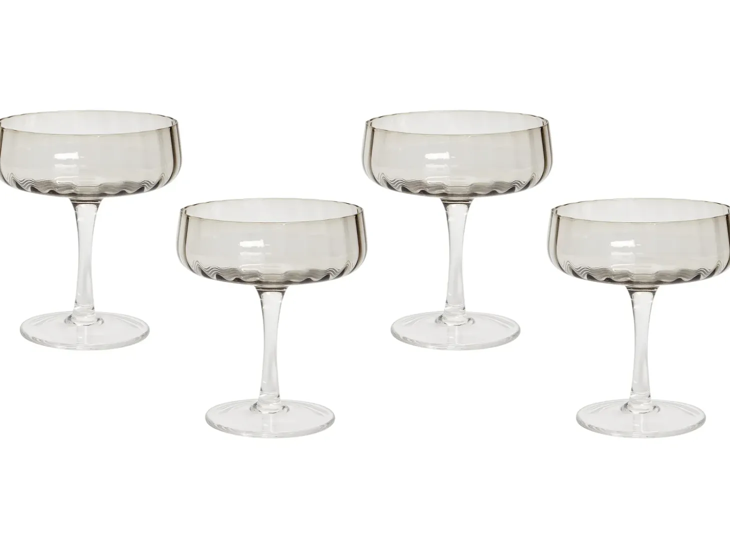Sæt af 4 champagne-underkopper QUARTZ 170 ml Grå