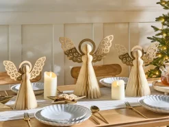 Sæt af 3 figurer EIRA Engel 24/28/33 cm Beige