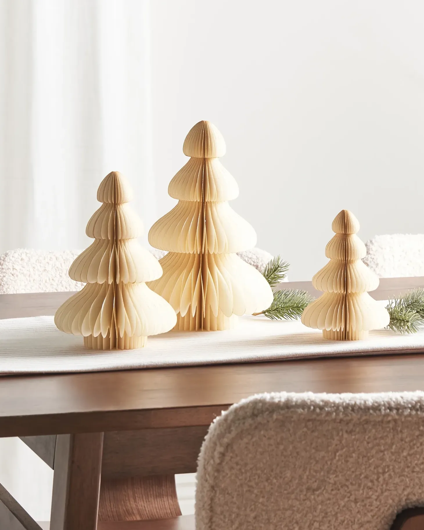 Sæt af 3 figurer NILGIRI Juletræ 15/20/25 cm Beige