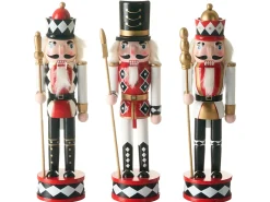 Sæt af 3 figurer RICKLEAN Nøddeknækker 30 cm Rød/Hvid