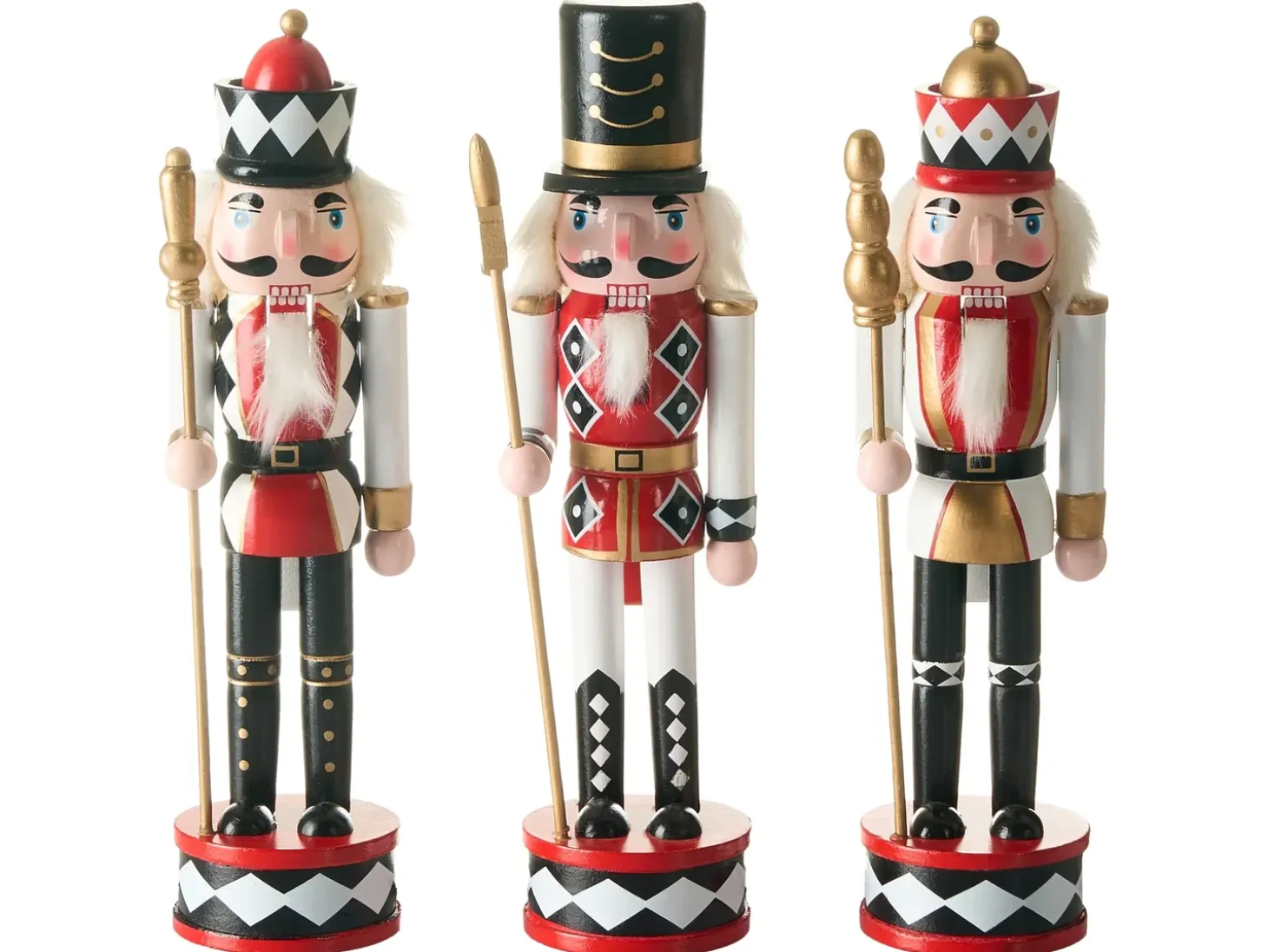 Sæt af 3 figurer RICKLEAN Nøddeknækker 30 cm Rød/Hvid