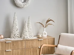 Sæt af 3 figurer ROSAN Juletræ 40/50/60 cm Hvid