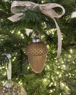 Sæt af 6 julekugler AMBRE Glas Guld