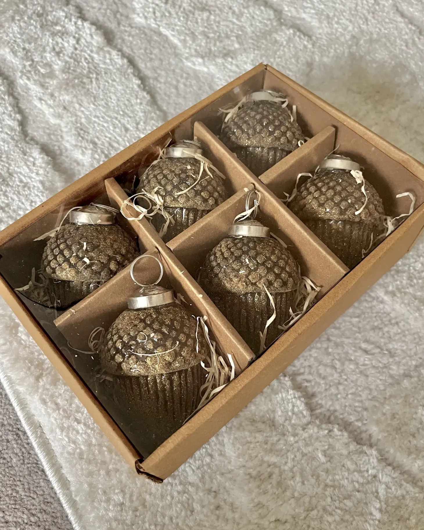 Sæt af 6 julekugler AMBRE Glas Guld