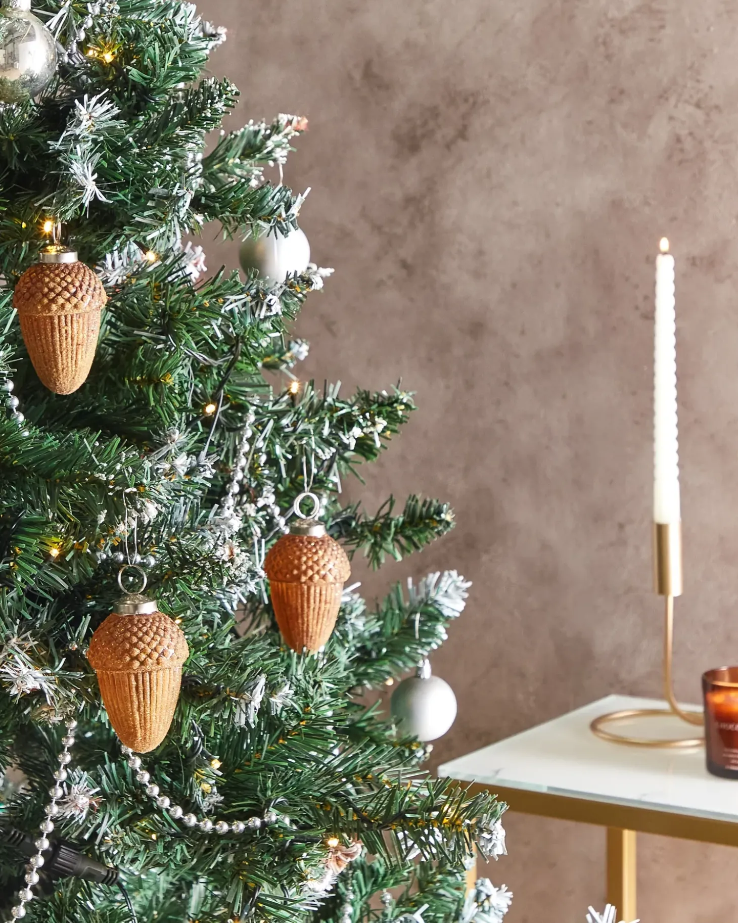 Sæt af 6 julekugler AMBRE Glas Guld