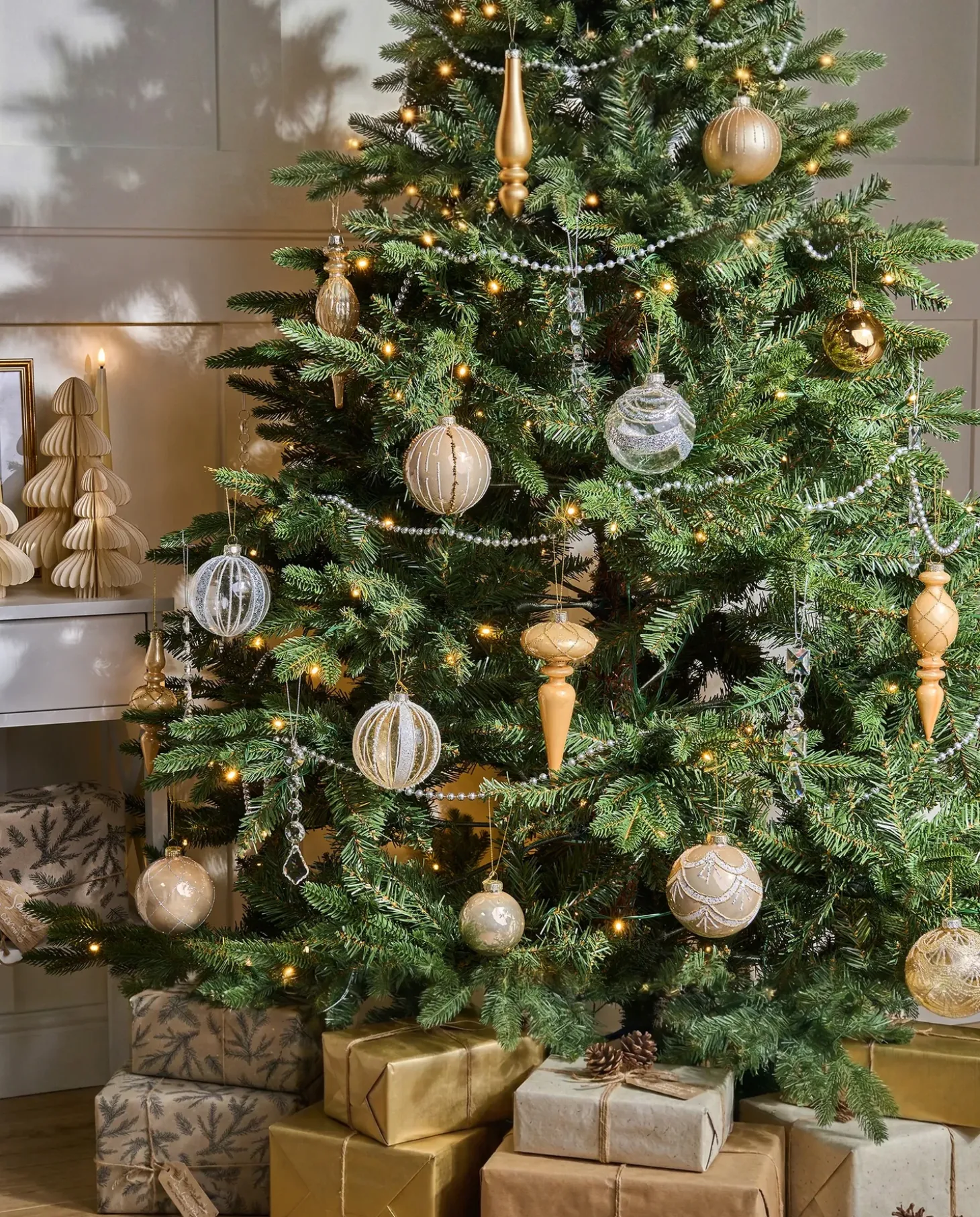 Sæt af 35 julekugler BLING Glas Guld