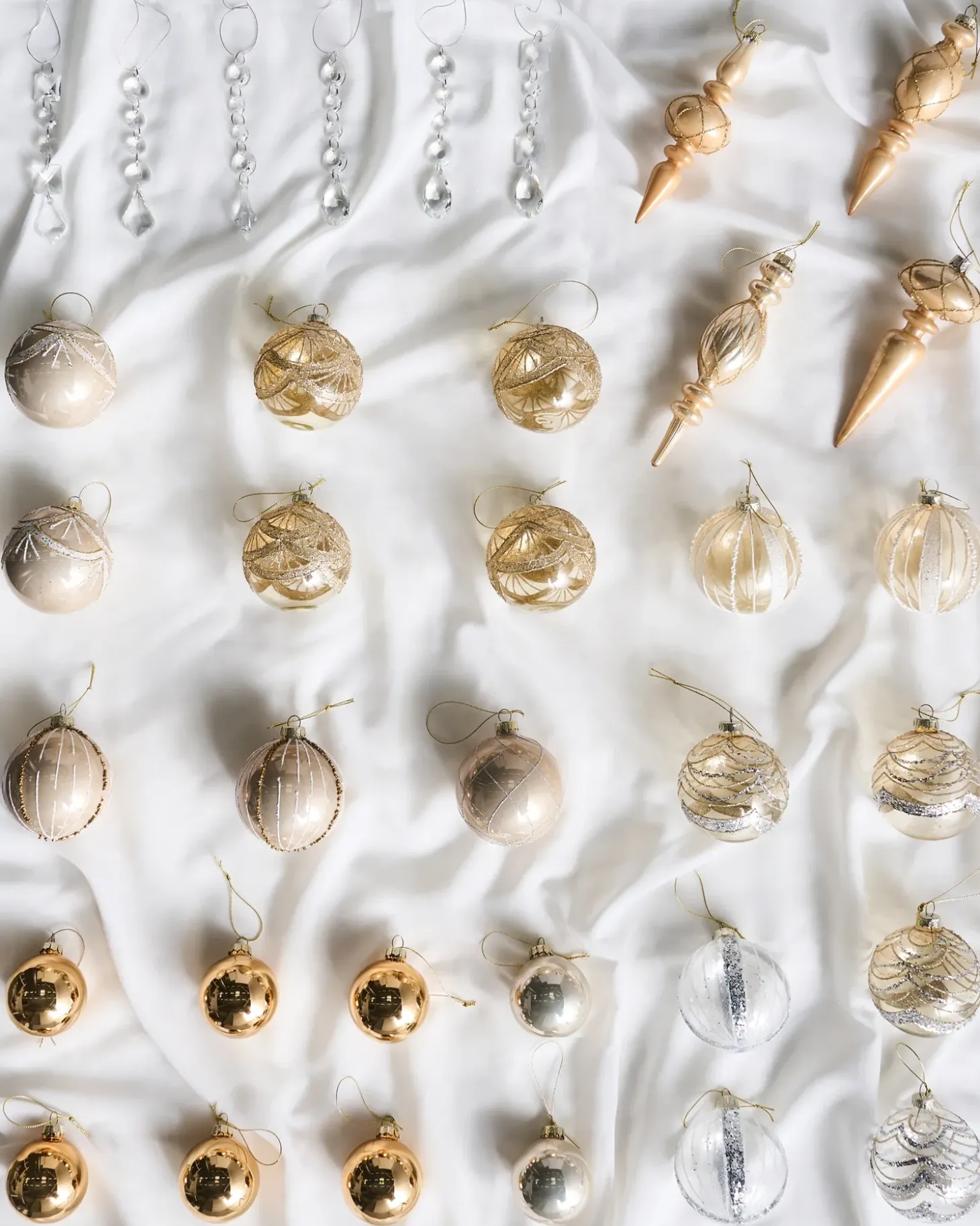Sæt af 35 julekugler BLING Glas Guld