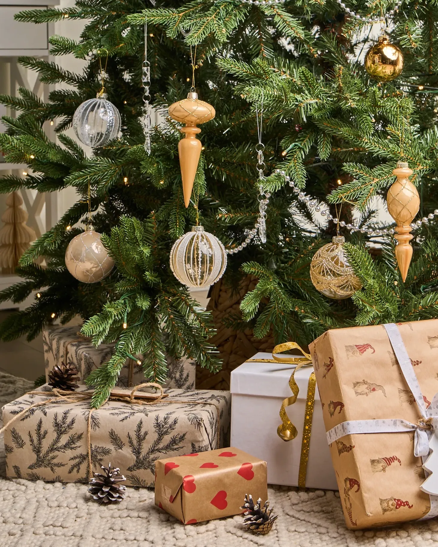 Sæt af 35 julekugler BLING Glas Guld