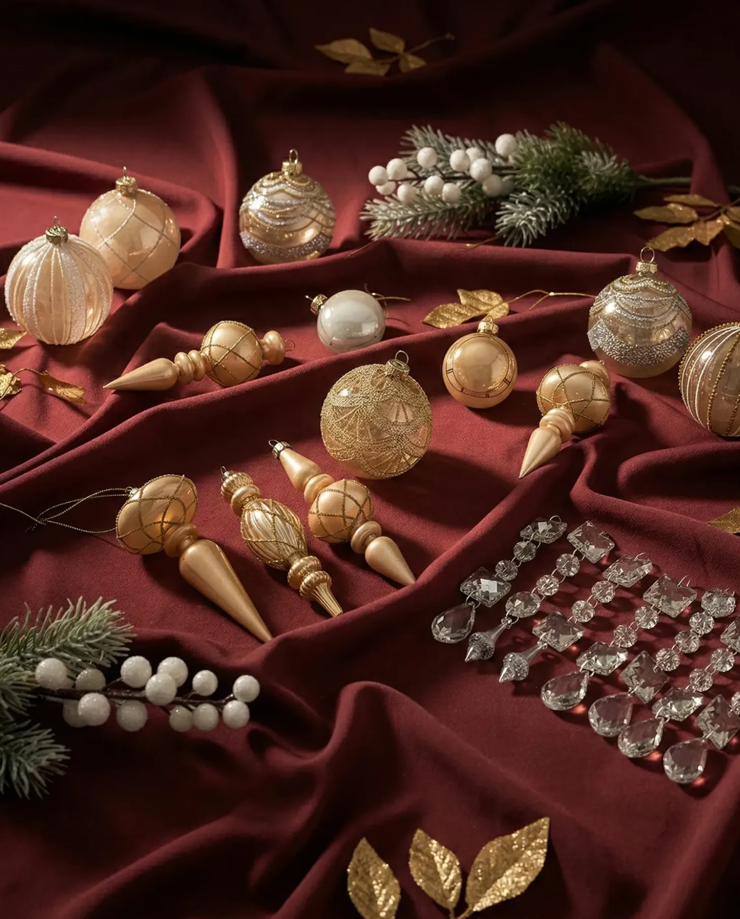 Sæt af 35 julekugler BLING Glas Guld