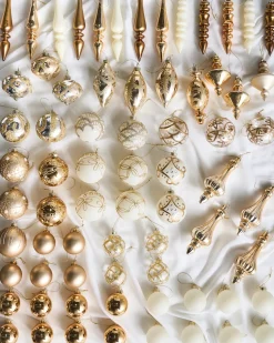 Sæt af 70 julekugler FLICKER Glas Guld