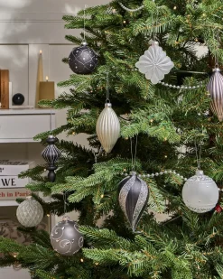 Sæt af 35 julekugler FROSTFALL Glas Grå