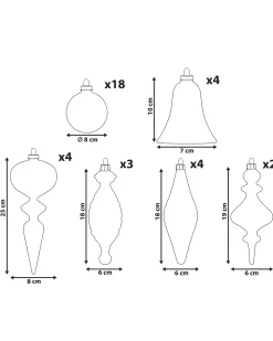 Sæt af 35 julekugler FROSTING Glas Multifarvet
