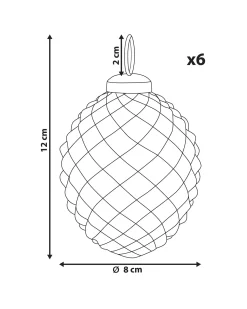 Sæt af 6 julekugler LAITON Glas Cremehvid