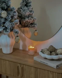 Sæt af 6 julekugler LAITON Glas Cremehvid