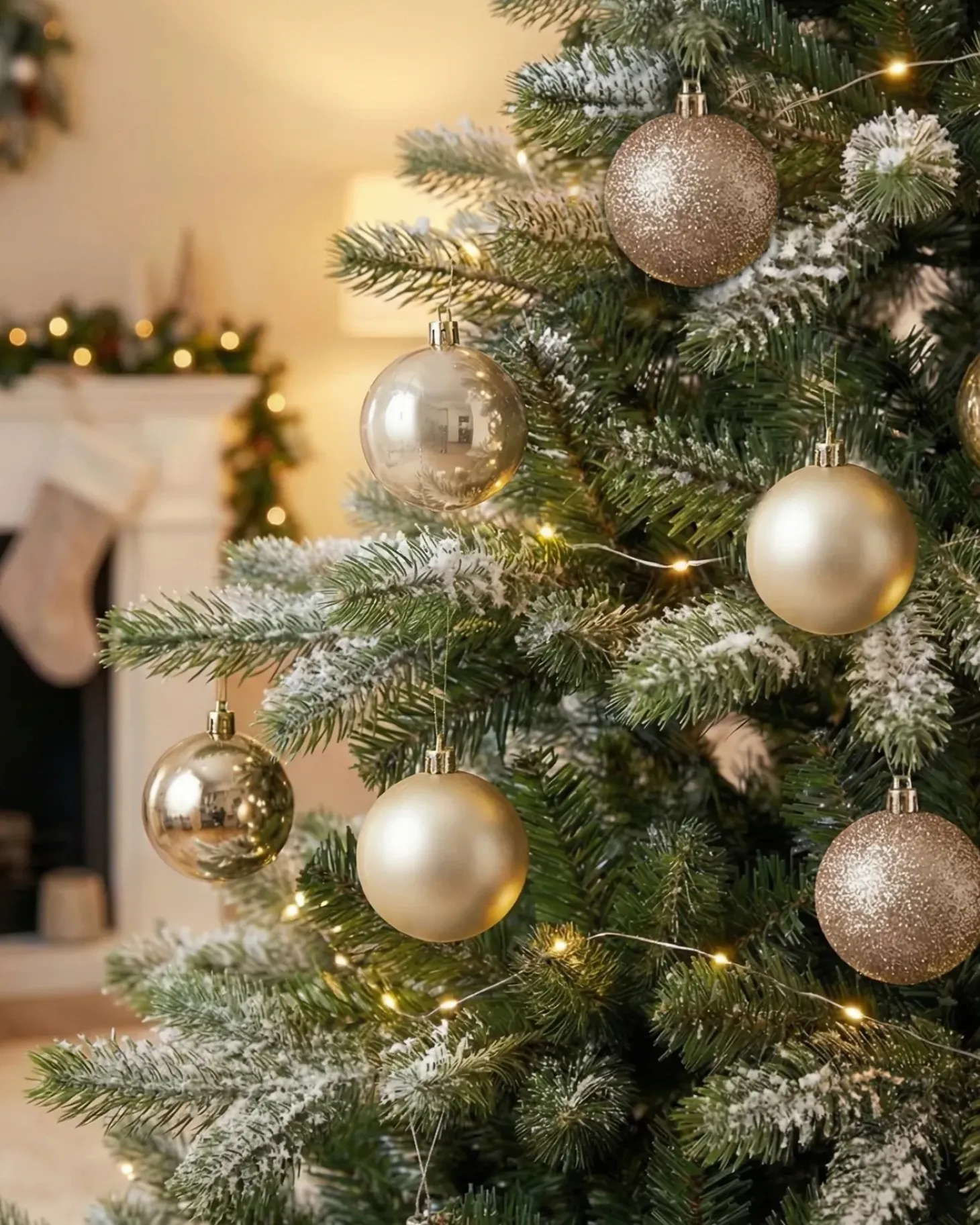 Sæt af 60 julekugler TYIN Guld