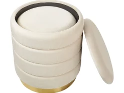 Sæt af 2 opbevaringspuffer GARLAND Velour Lys Beige