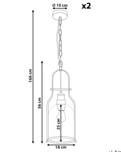 Sæt af 2 pendel lamper BASHILO Metal Sort