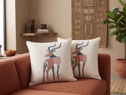 Sæt af 2 pyntepuder ABAL 45 x 45 cm Beige Dyremønster