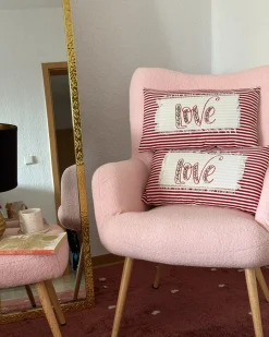 Sæt af 2 pyntepuder ALSINE Bomuld 30 x 50 cm Rød Stribet mønster