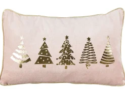 Sæt af 2 pyntepuder ALSOBIA Velour 30 x 50 cm Lyserød Julemønster