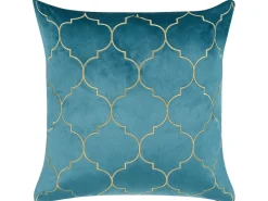 Sæt af 2 pyntepuder ALYSSUM Velour 45 x 45 cm Blå Trellis-mønster