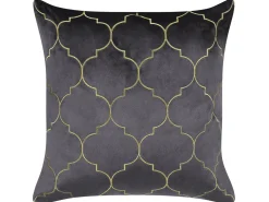 Sæt af 2 pyntepuder ALYSSUM Velour 45 x 45 cm Grå Trellis-mønster