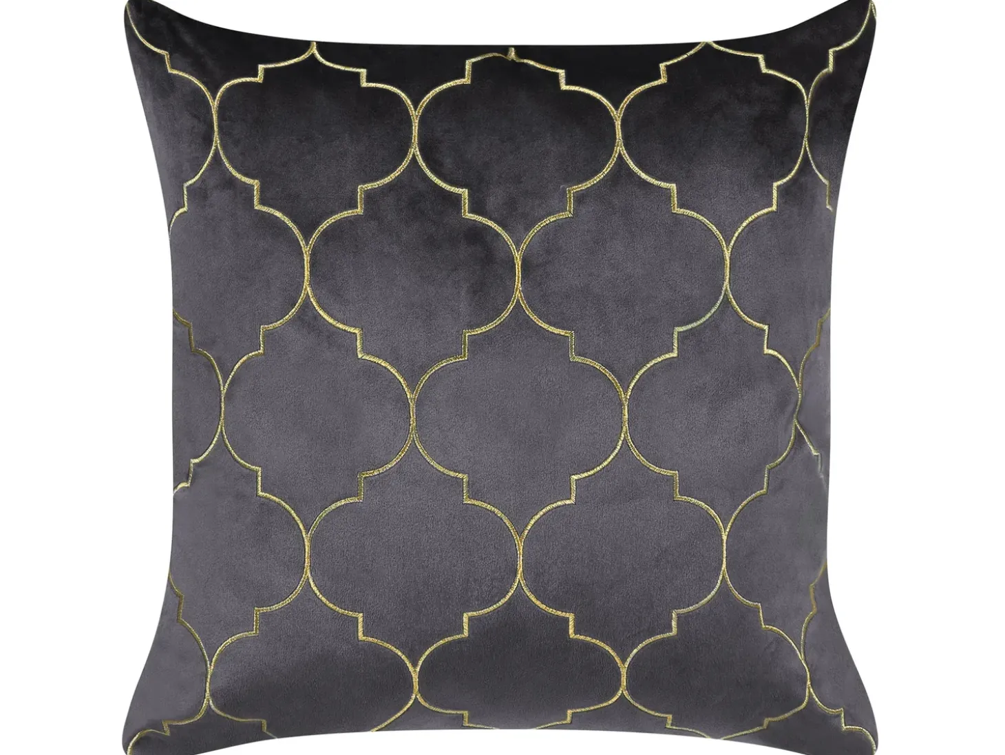Sæt af 2 pyntepuder ALYSSUM Velour 45 x 45 cm Grå Trellis-mønster
