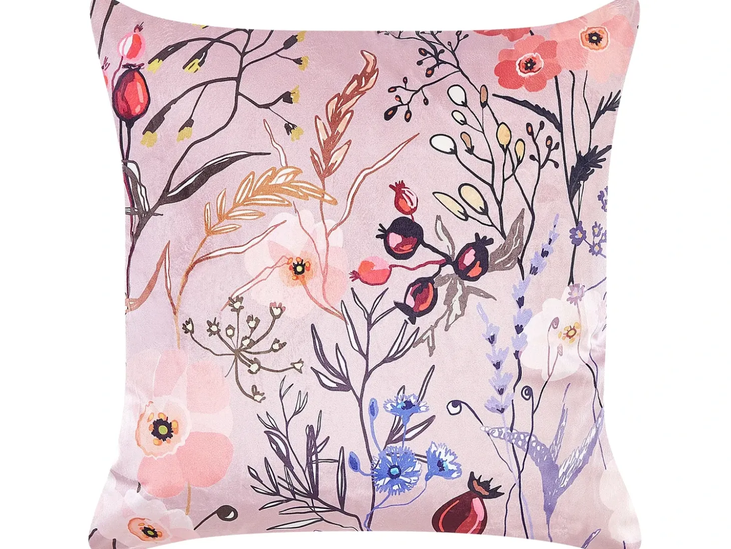 Sæt af 2 pyntepuder ANEMONES Velour 45 x 45 cm Pastellrosa Blomstermønster
