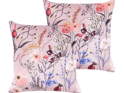 Sæt af 2 pyntepuder ANEMONES Velour 45 x 45 cm Pastellrosa Blomstermønster
