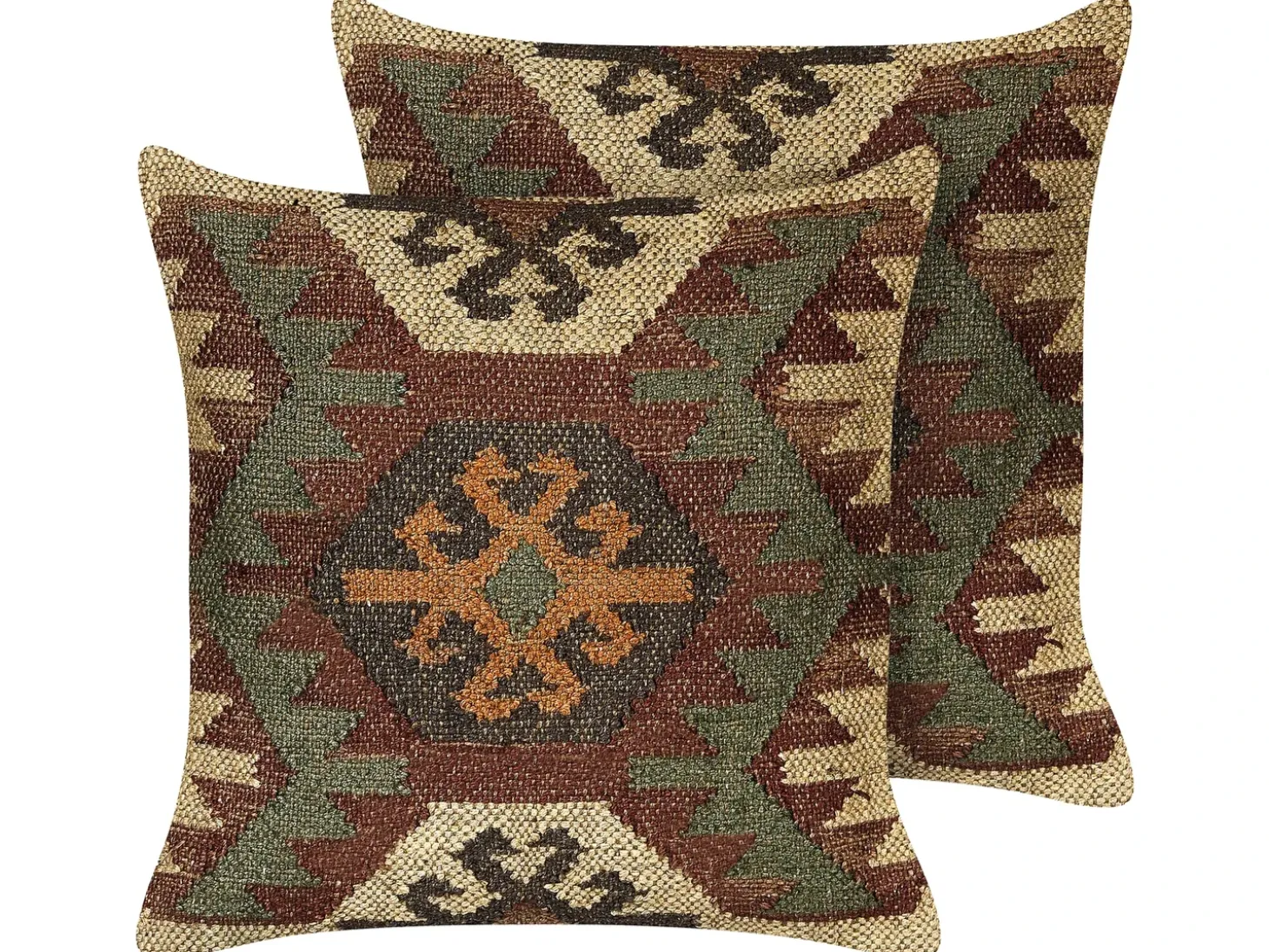 Sæt af 2 pyntepuder ARVEN Jute 45 x 45 cm Brun Orientalsk mønster