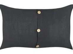 Sæt af 2 pyntepuder BANORI Hør 30 x 50 cm Sort Ensfarvet