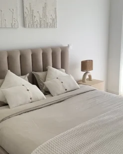 Sæt af 2 pyntepuder BANORI Hør 30 x 50 cm Hvid Ensfarvet