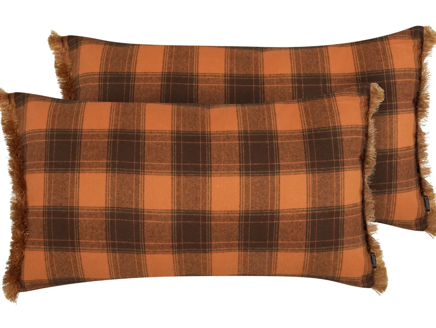 Sæt af 2 pyntepuder BARJA 40 x 70 cm Orange Ternet mønster