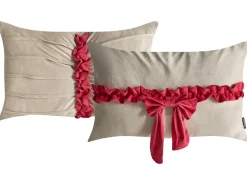 Sæt af 2 pyntepuder BELLE Velour 50 x 30 cm Brungrå Julemønster