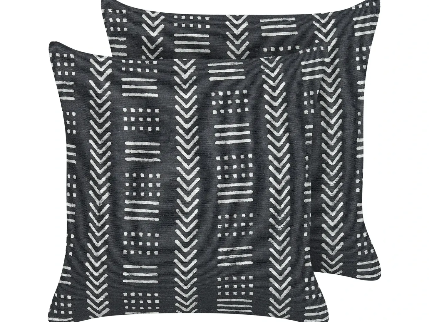 Sæt af 2 pyntepuder BENZOIN Bomuld 45 x 45 cm Sort Geometrisk mønster