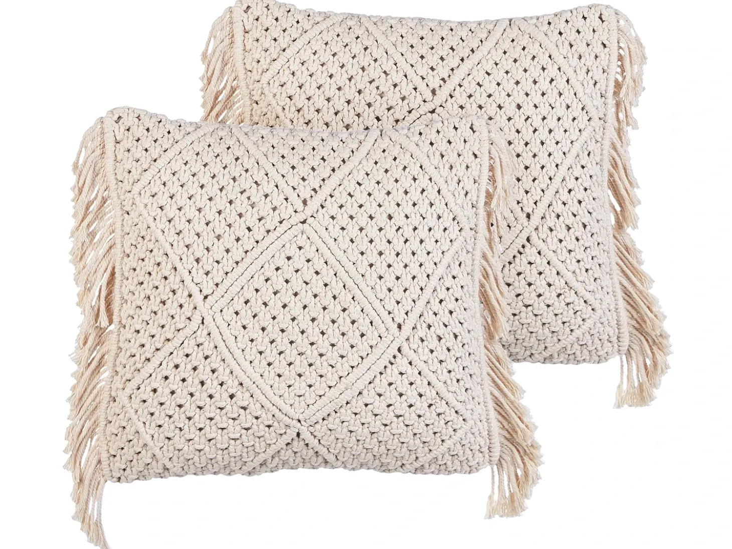 Sæt af 2 pyntepuder BESHAM Bomuld 45 x 45 cm Lys Beige Geometrisk mønster