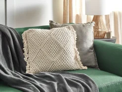 Sæt af 2 pyntepuder BESHAM Bomuld 45 x 45 cm Lys Beige Geometrisk mønster