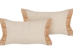 Sæt af 2 pyntepuder BOATH 30 x 50 cm Beige Ensfarvet