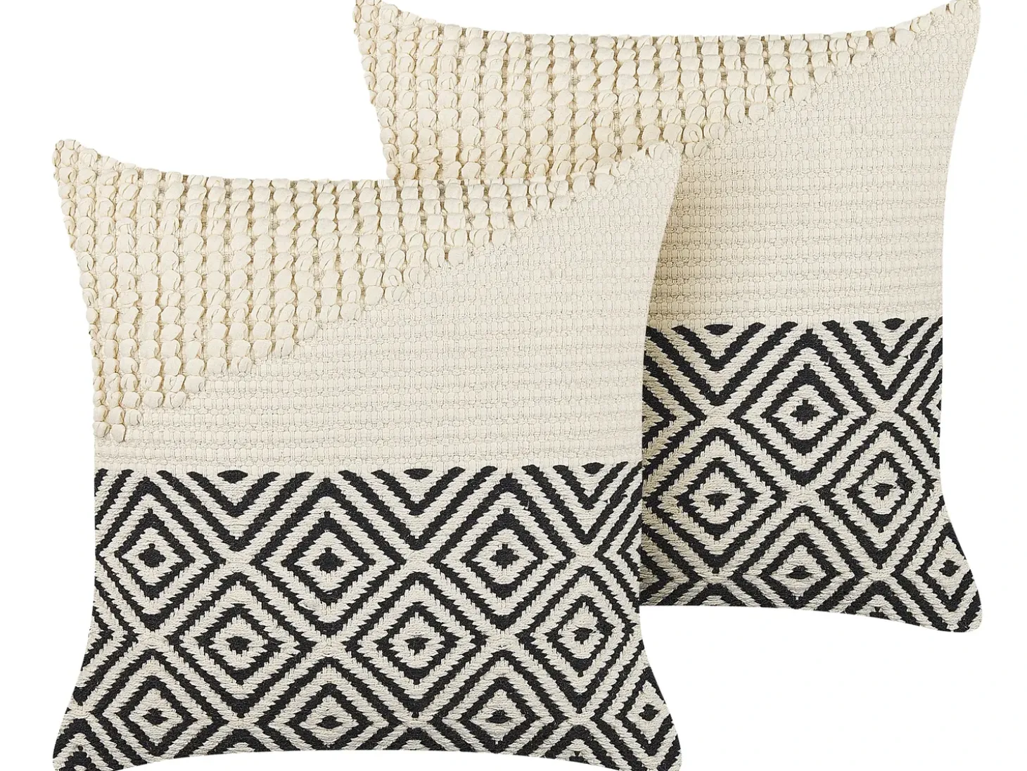 Sæt af 2 pyntepuder CALANTHE Bomuld 45 x 45 cm Beige Geometrisk mønster