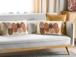 Sæt af 2 pyntepuder CALTHA Bomuld 30 x 50 cm Beige Abstraktmønster