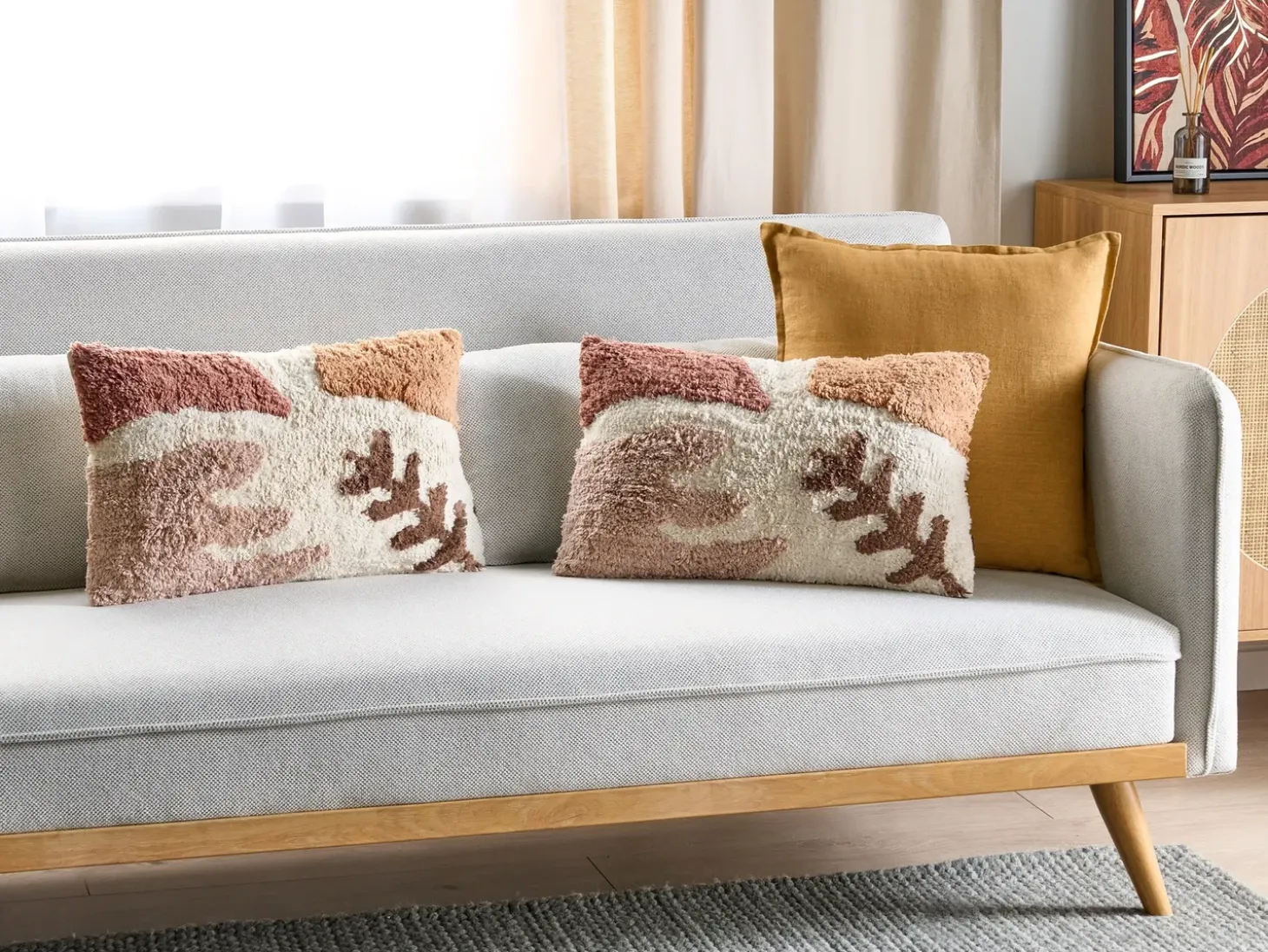 Sæt af 2 pyntepuder CAMASSIA Bomuld 30 x 50 cm Beige Abstraktmønster