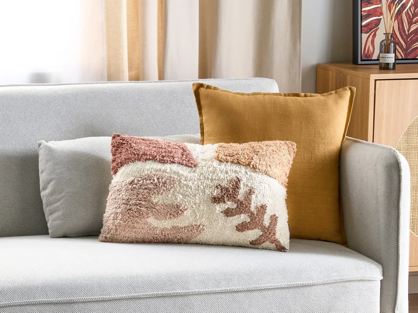 Sæt af 2 pyntepuder CAMASSIA Bomuld 30 x 50 cm Beige Abstraktmønster