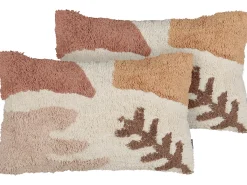 Sæt af 2 pyntepuder CAMASSIA Bomuld 30 x 50 cm Beige Abstraktmønster