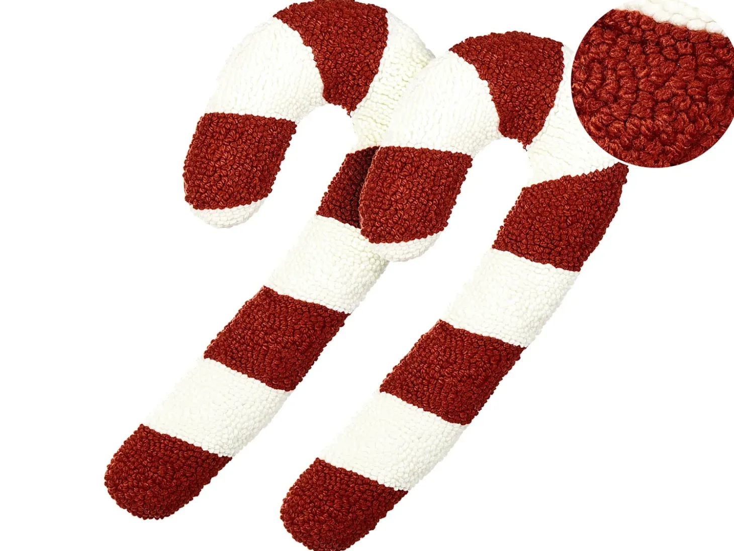 Sæt af 2 pyntepuder CANDY CANE Boucle 22 x 55 cm Rød Julemønster