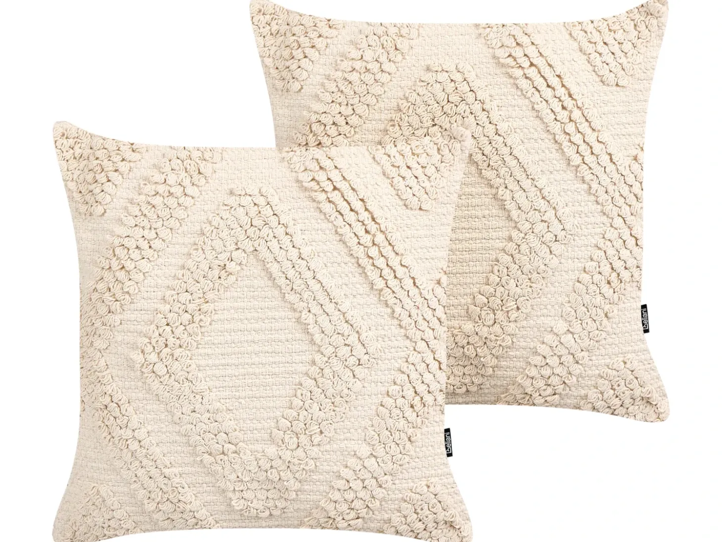 Sæt af 2 pyntepuder CATALPA Bomuld 45 x 45 cm Hvid Geometrisk mønster